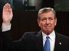 Attorney General John Ashcroft before the 9/11 Commission.