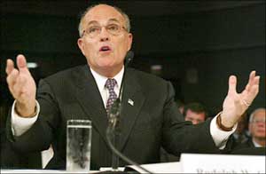 Rudy Giuliani testifying before the 9/11 Commission.
