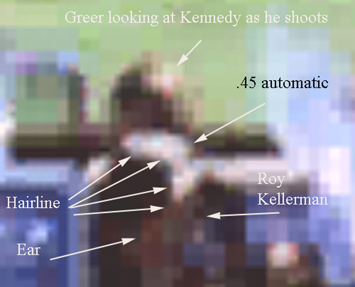 Closeup of Greer & Kellerman at moment of head shot to Kennedy 