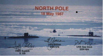Royal Navy submarines at the North Pole, May 1987