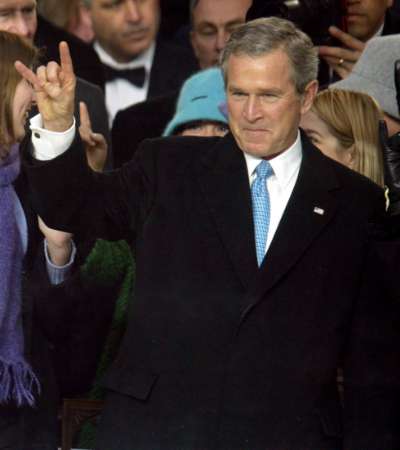 Bush 2005 Satanic hand signal