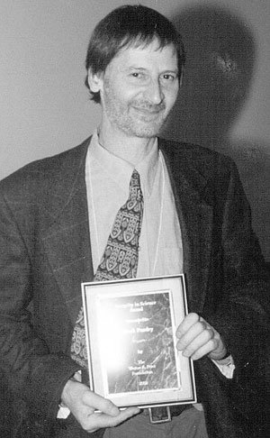 Mark Purdey accepting the Weston A Price Integrity in Science Award 2002